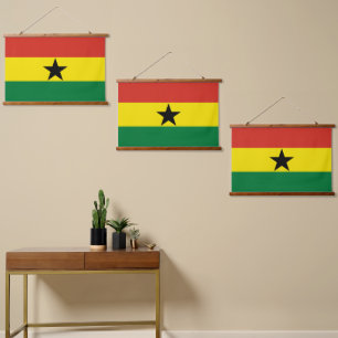 Ghana-Flagge Wandteppich Mit Holzrahmen
