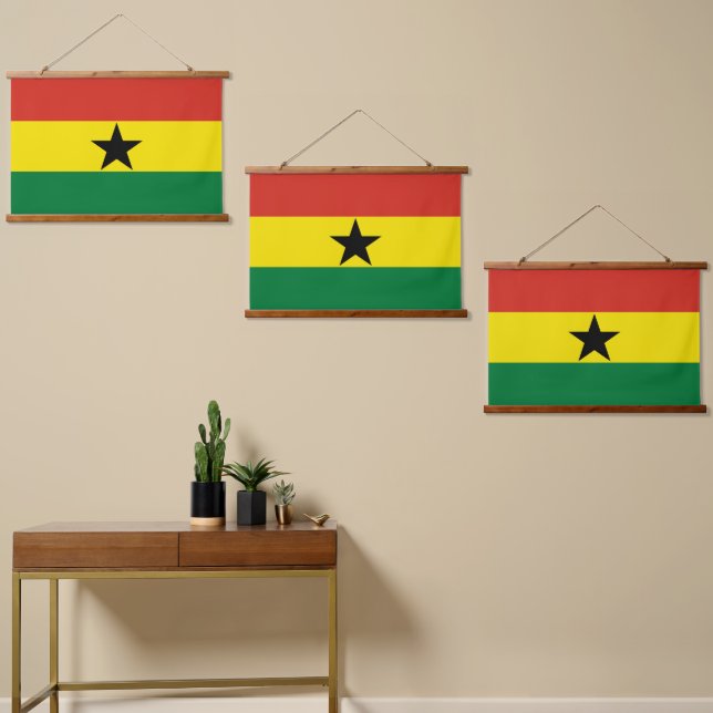 Ghana-Flagge Wandteppich Mit Holzrahmen (Asymmetrisch)