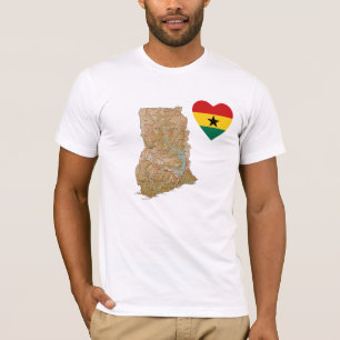 Ghana-Flaggen-Herz und Karten-T - Shirt