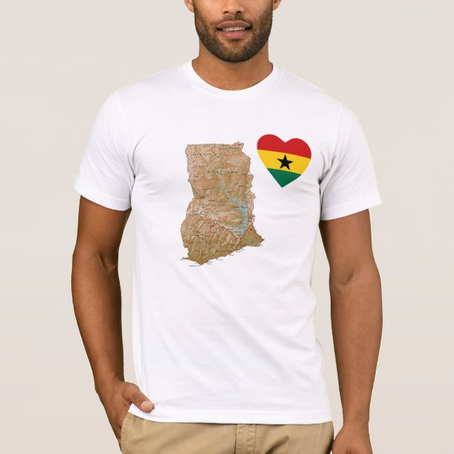 Ghana-Flaggen-Herz und Karten-T - Shirt (Vorderseite)