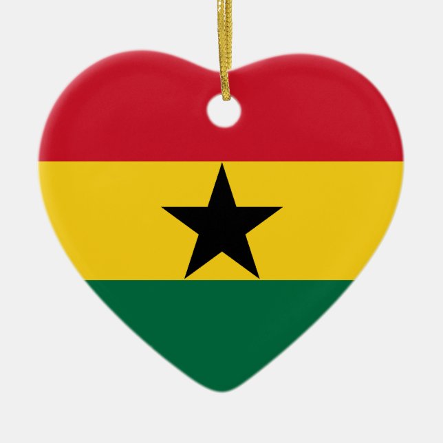Ghana-Flaggen-Herz-Verzierung Keramikornament (Vorne)