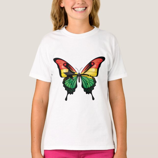 Ghana Frack Butterfly Flag Sticker T-Shirt (Vorderseite)
