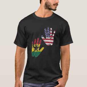 Ghana Ghanaian America American Flag Hand Mixed DN T-Shirt