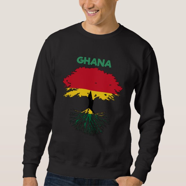 Ghana Ghanaian Heart Love Proud Melanin Flag Tree Sweatshirt (Vorderseite)