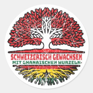 Ghana Ghanaisch Schweizer Schweiz Baum Wurzel Flag Runder Aufkleber