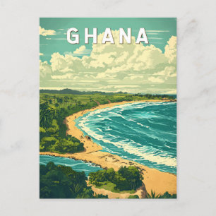 Ghana Illustration Travel Art Vintag Postkarte