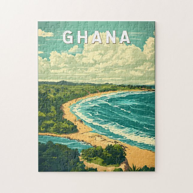Ghana Illustration Travel Art Vintag Puzzle (Vertikal)