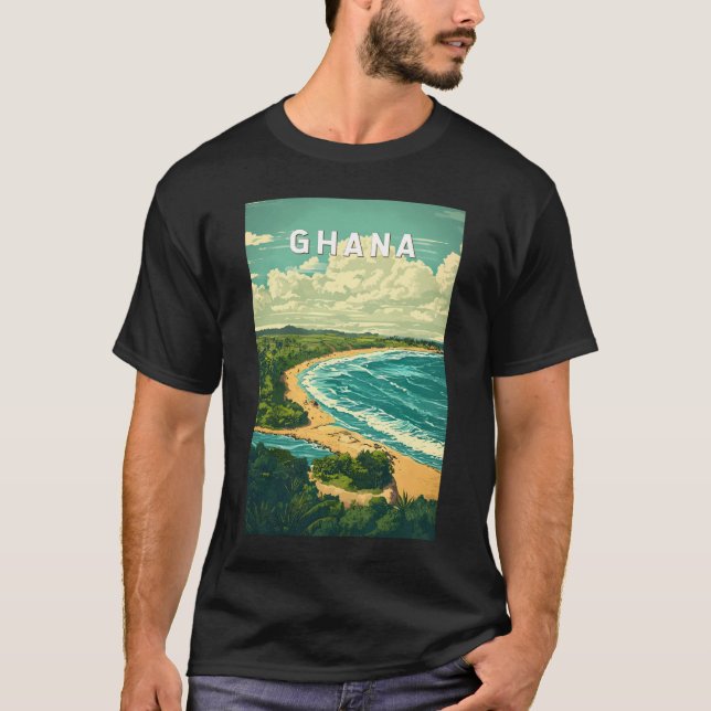 Ghana Illustration Travel Art Vintag T-Shirt (Vorderseite)
