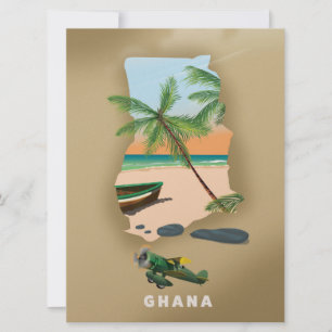 Ghana Karte illustrierter Reiseplakat.