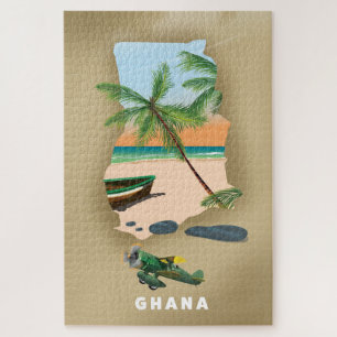Ghana‑Karte illustriertes Reiseplakat Puzzle