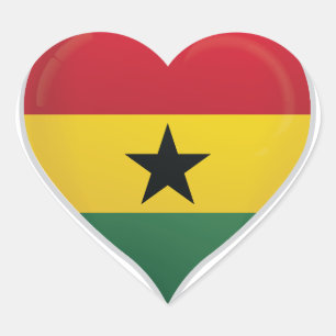 Ghana Liebe Flaggenstempel Herz-Aufkleber