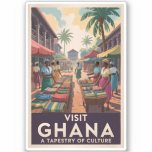 Ghana Market Illustration Travel Art Vintag Aufkleber