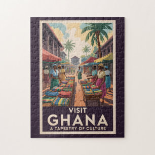 Ghana Market Illustration Travel Art Vintag Puzzle