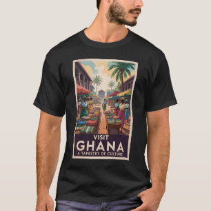 Ghana Market Illustration Travel Art Vintag T-Shirt