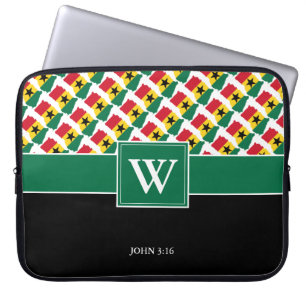 GHANA Monogram Christlich GREEN Laptop Laptopschutzhülle
