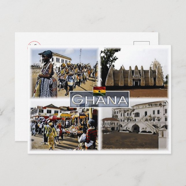 Ghana - Mosaik - Postkarte (Vorne/Hinten)