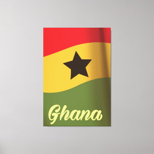 Ghana Nationalflagge im Vintage-Stil Reiseposter Leinwanddruck