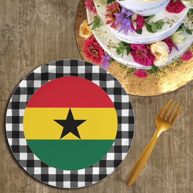 Ghana Plate, Büffel kariert & Ghanaische Flagge Pappteller (Von Creator hochgeladen)