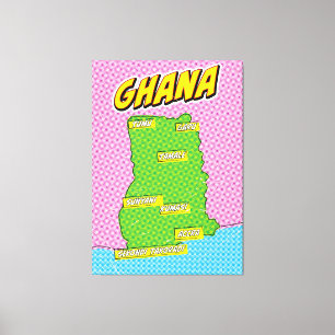 Ghana-Reisekarte Leinwanddruck