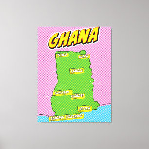 Ghana-Reisekarte Leinwanddruck