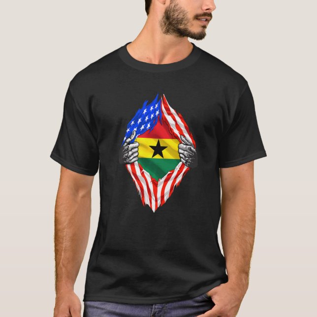 Ghana Roots Usa Flag Patriotic Super Ghanaian Heri T-Shirt (Vorderseite)
