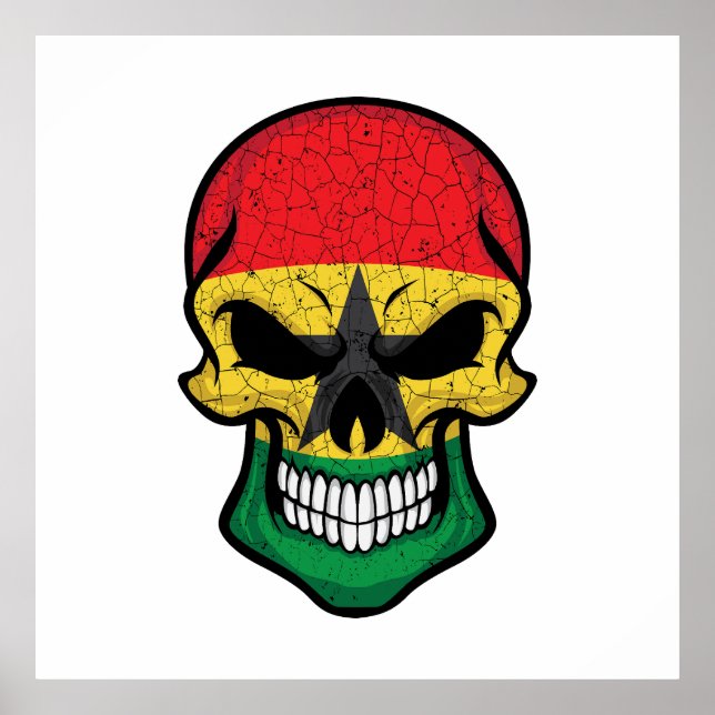 Ghana Smiling Skull Flag Poster (Vorne)