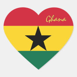 Ghana Sticker, Herz, Patriotische ghanaische Flagg Herz-Aufkleber
