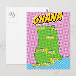 Ghana Travel Map Postkarte