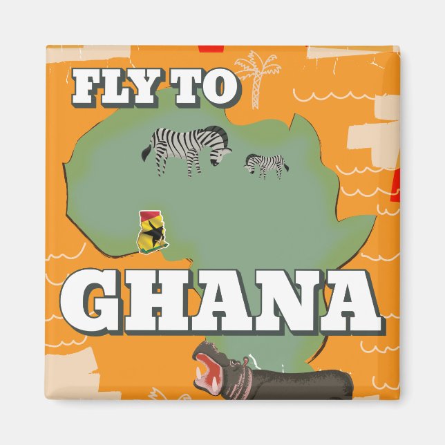 Ghana Vintage Reiseplakat Magnet (Vorne)