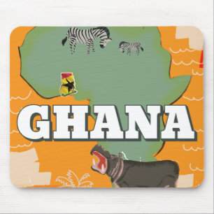 Ghana Vintage Reiseplakat Mousepad
