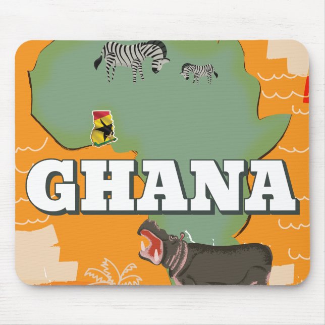 Ghana Vintage Reiseplakat Mousepad (Vorne)