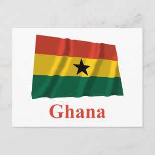 Ghana Waving Flag mit Namen Postkarte