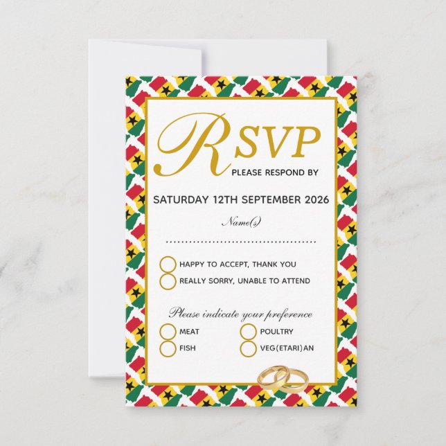 GHANA Wedding Celebration UAWG Response Card RSVP Karte (Vorderseite)