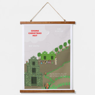 Ghana Weihnachtshütte Wood Topped Wall Tapestory Wandteppich Mit Holzrahmen