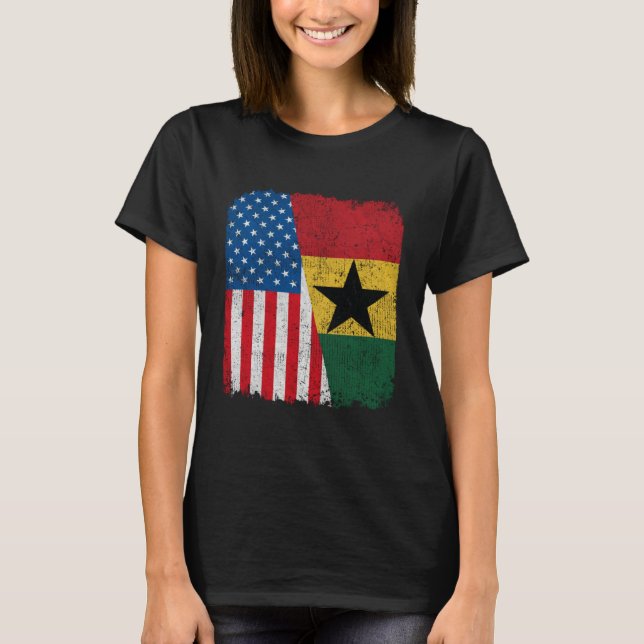 Ghanaian American Flag Half USA Ghana Root Proud T-Shirt (Vorderseite)