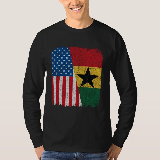 Ghanaian American Flag Half USA Ghana Root Proud T-Shirt (Vorderseite)