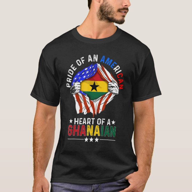 Ghanaische Amerikaner stolz auf Auslandsland Gh T-Shirt (Vorderseite)