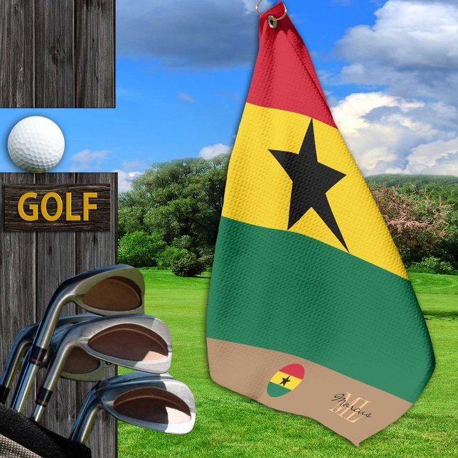 Ghanianische Fahne, Ghana mit Monogramm /Africa-Go Golfhandtuch (Von Creator hochgeladen)