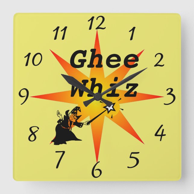 Ghee Whiz Wall Clock Quadratische Wanduhr (Vorderseite)