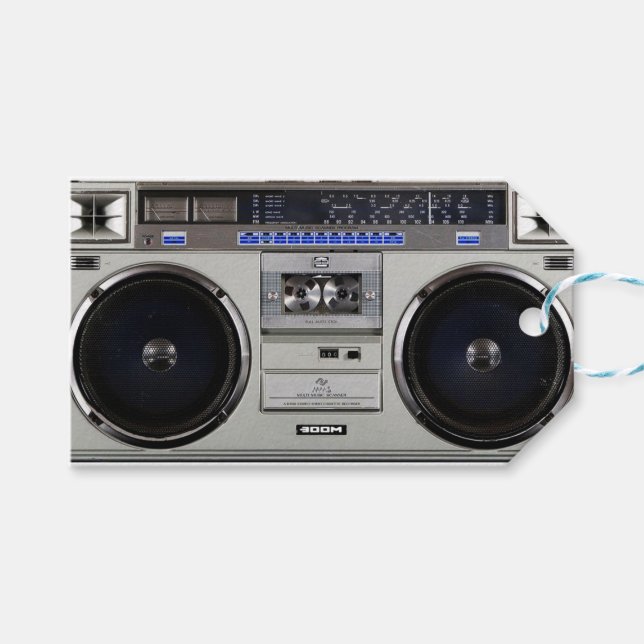Ghetto Blaster Boombox Geschenkanhänger (Vorderseite (Horizontal))