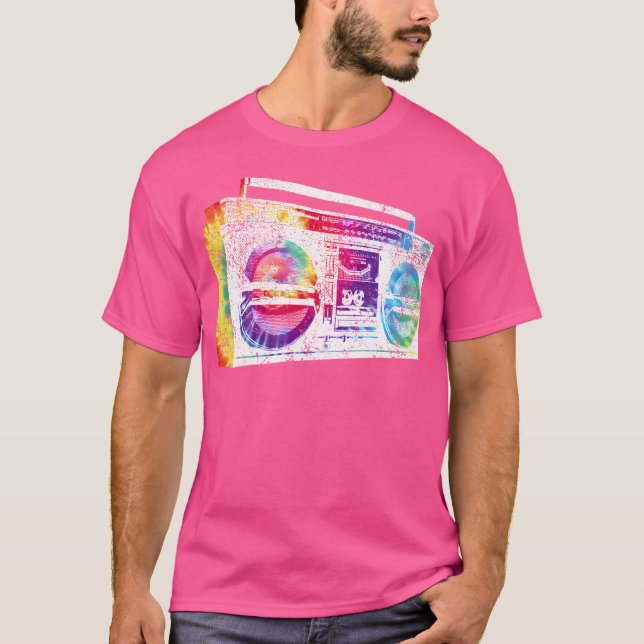 Ghetto Blaster Boombox Radio Hip Hop Music Gefärbt T-Shirt (Vorderseite)