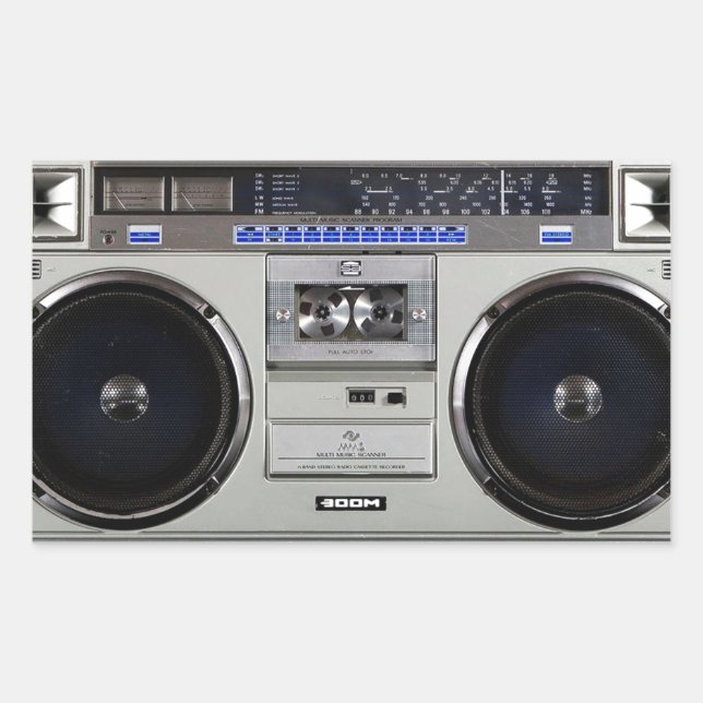 Ghetto Blaster Boombox Rechteckiger Aufkleber (Vorderseite)