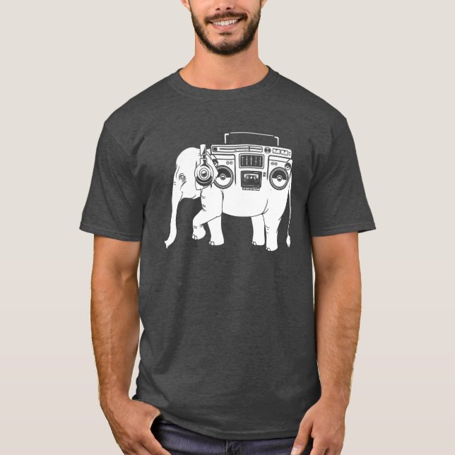Ghetto Blaster Elefant retro T-Shirt (Vorderseite)