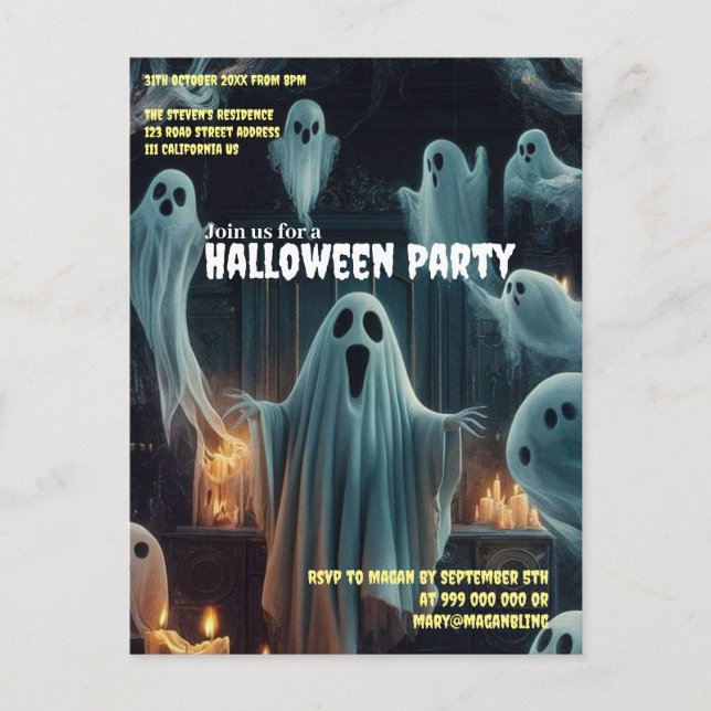 Ghoful Ansammlung Halloween Spooky Spuk House Postkarte (Vorderseite)