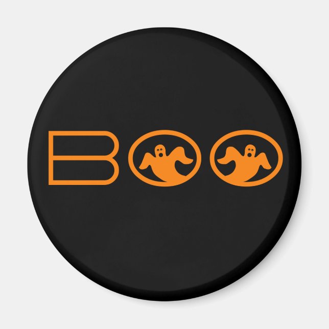 Ghoful Boo Halloween Magnet, Schwarz und Orange Magnet (Vorne)