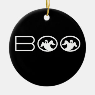Ghoful Boo Halloween Ornament, Schwarz und Weiß Keramikornament