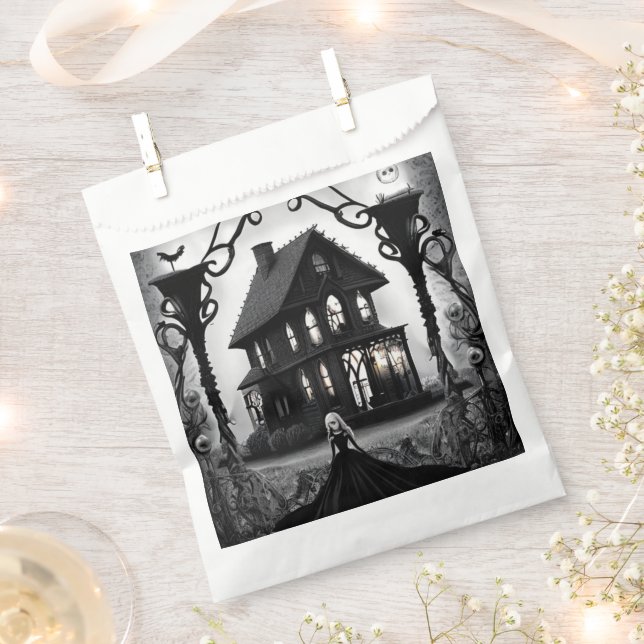 Ghoful Girl und Spuk Herrenhaus Geschenktütchen (Ausgeschnitten)