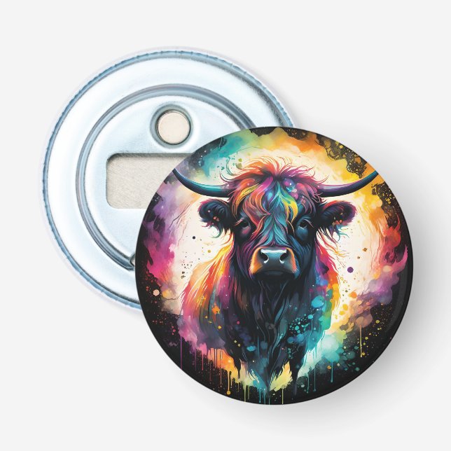 Ghoful Grace: Spektralholographische Hochlandkuh, Flaschenöffner (Vorderseite)