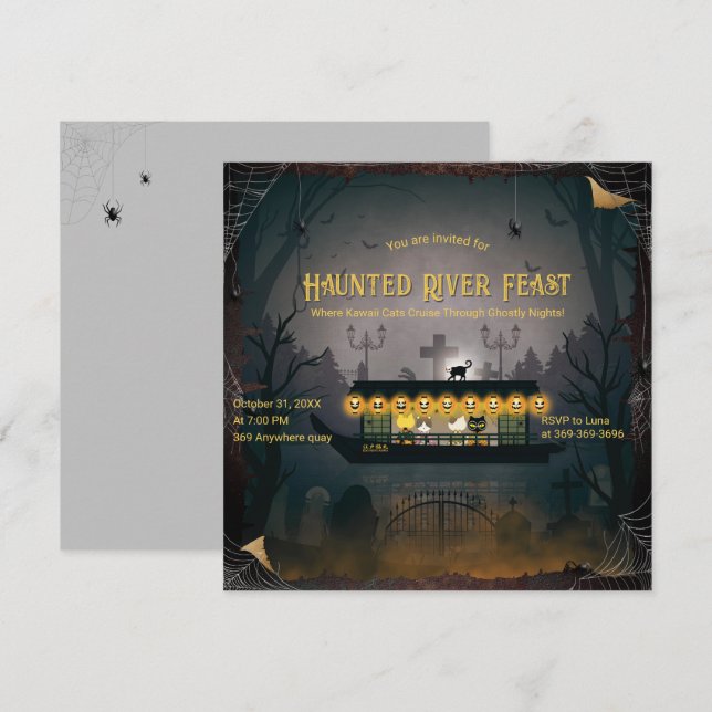 Ghoful Graveyard Cruise Einladung (Vorne/Hinten)