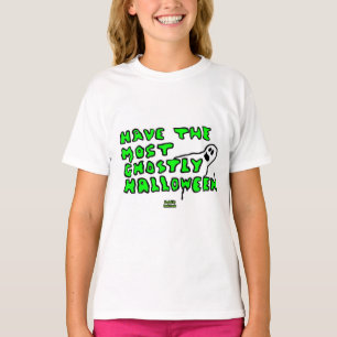 Ghoful Halloween Girls White Basic T Shirt